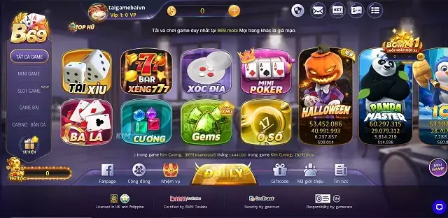 Danh mục game của B69 Club cực hoàn chỉnh và chặt chẽ