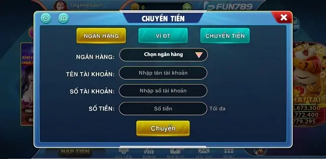 Rút tiền Fun789 Club với tỷ giá 1:1