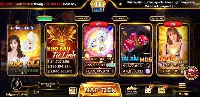 Hit Club có nền tảng giao diện cực chuyên nghiệp