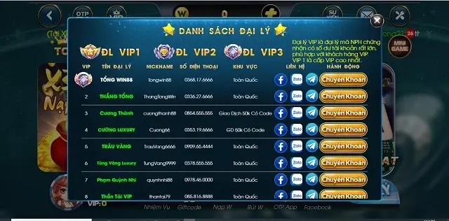 Danh sách các đại lý được ủy quyền của 88life Win