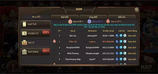 Tỷ giá mua bán tiền game trên Dola99 Online sẽ do đại lý tự quy định