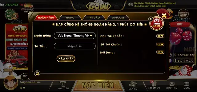 Nạp rút cùng 1 chủ tài khoản trên Go88v Net để được hỗ trợ nhanh nhất