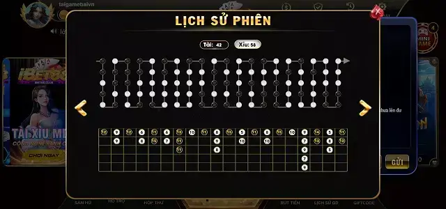 Quan sát lịch sử phiên để bắt cầu tài xỉu ở ibet88 Club