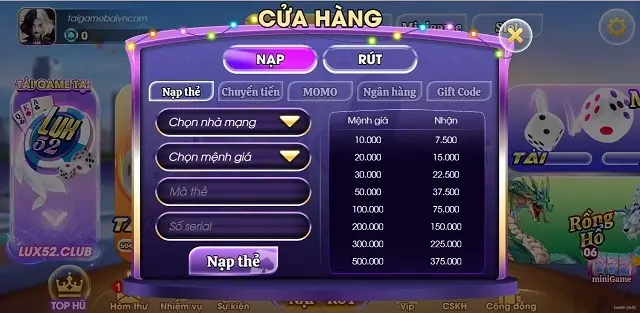 Rút tiền nhanh Lux52 Club qua đa kênh phổ biến