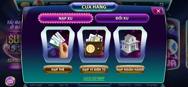 Nạp và rút tiền trực tiếp qua nhiều phương thức tại Sun52 Tv