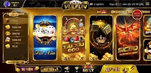 Giao diện của cổng game Vui Fun là độc nhất và không thể làm giả