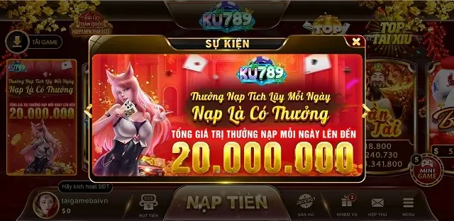 Nạp tiền càng nhiều nhận thưởng càng lớn trên cổng game 789ku Live