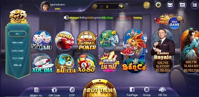 Cổng game Bet79 Fun có giao diện đơn giản và trực quan