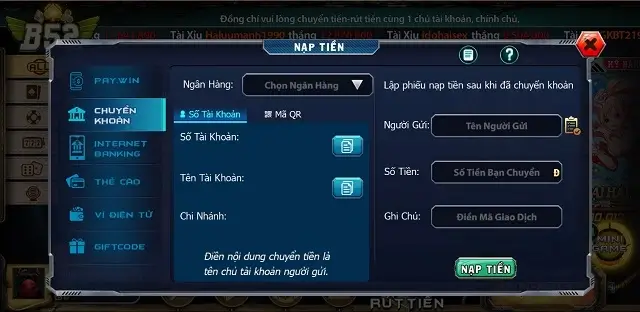 Cổng game Bom52 Club hỗ trợ nhiều phương thức nạp rút nhanh gọn