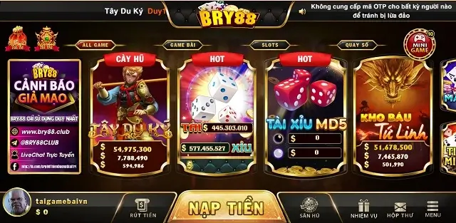 Cổng game Bry88 Club có đồ họa sống động và hiện đại