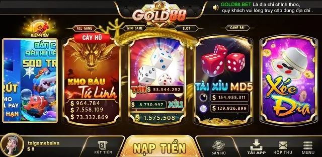 Hệ thống trò chơi đa dạng trên Gold88 Bet