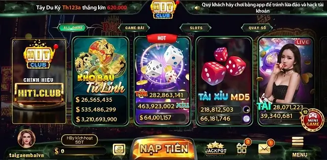 Giao diện đồ họa siêu hiện đại của cổng game Hit1 Club