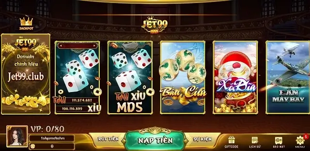 Giao diện gần gũi, thân thiện của cổng game Jet99 Club