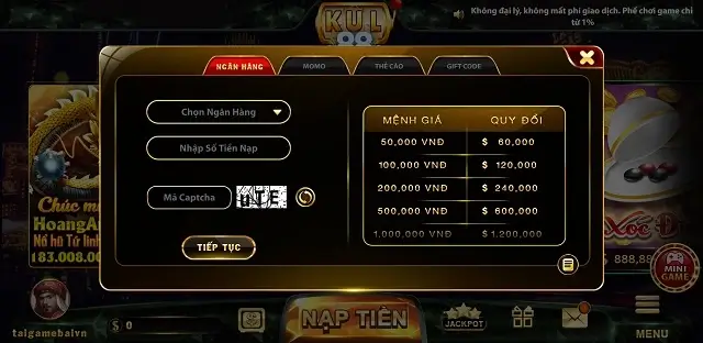 Nên nạp rút cùng 1 số tài khoản trên cổng game Kul88 Vin