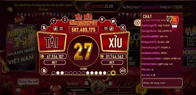 Tài xỉu Manric Club có các thông số rất an toàn và minh bạch