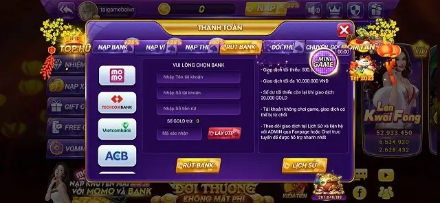 Nạp và rút tiền đa kênh rất an toàn trên Mix79 xyz