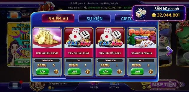 Nhiều nhiệm vụ event nhận thưởng rất thú vị từ Rik Top