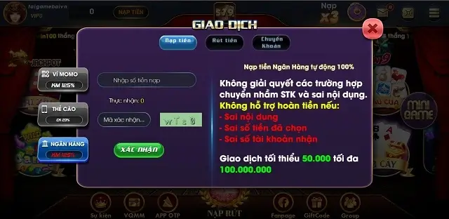 Giao dịch nạp rút trên S79 Live có nhiều lợi thế cho người chơi