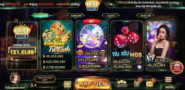 Cổng game Tx1 Club có giao diện hiện đại, chuyên nghiệp