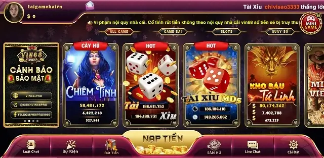 Đồ họa kiểu mới của cổng game Vin68 Pro