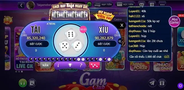 Tài xỉu Gamclub Vip có chế độ chơi rất độc đáo