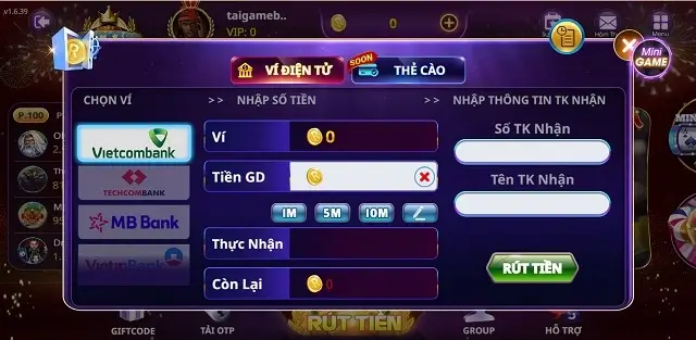 Rút tiền không mất phí tại Luck389.Club