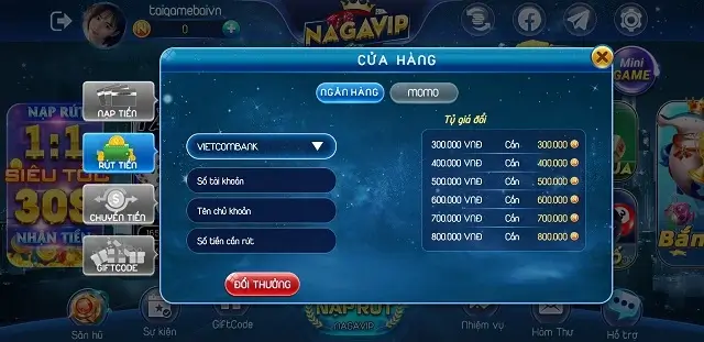 Nagavip.Vin rút tiền không mất phí