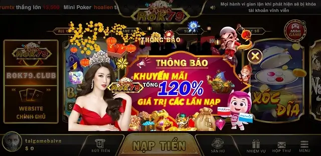 Rok79 Club thông báo khuyến mãi 120%