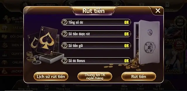 Mẫu rút tiền trên cổng game Tdtc55 com