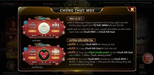 Chứng thực xanh chín cho game tài xỉu Wyn88 Vip