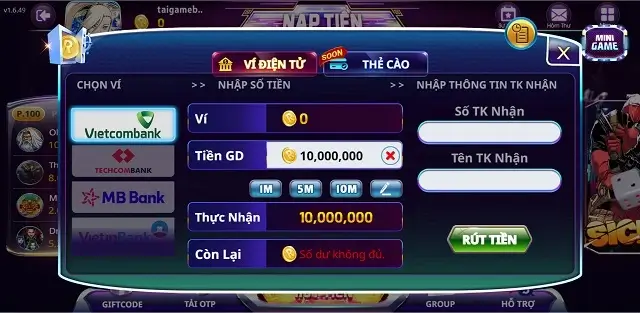 Rút tiền nhanh Dream86 Bet