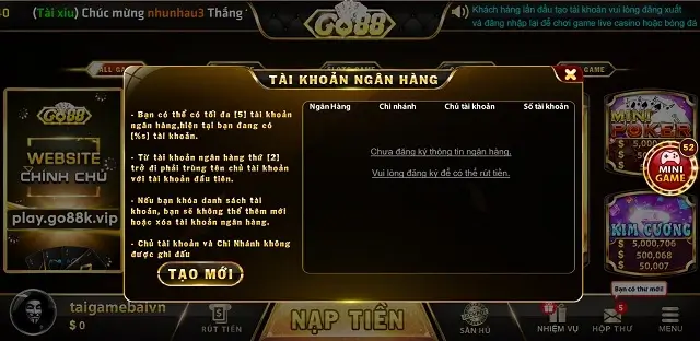 Rút tiền nhanh tại Go88k Vip