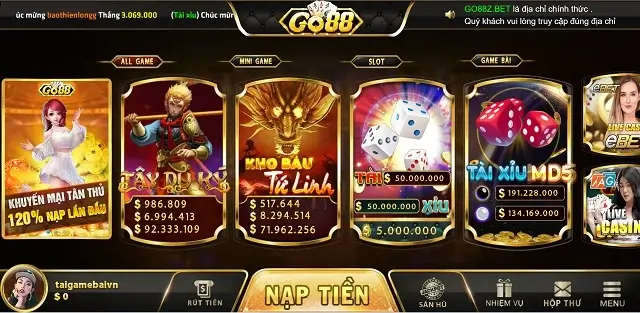 Giao diện game Go88z Bet