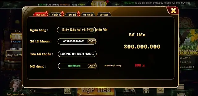 Nạp rút tiền không phí tại Hit79 Net