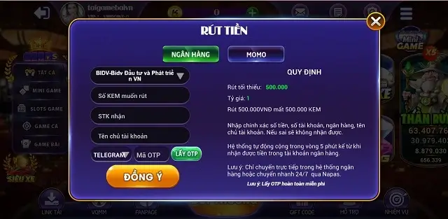 Rút tiền nhanh không phí tại Kem99.live