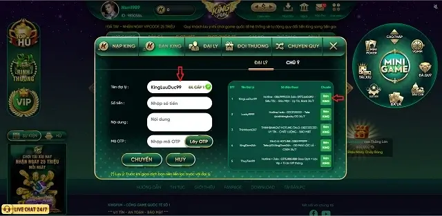 Rút tiền trên Kingvip5 Com sòng phẳng tuyệt đối