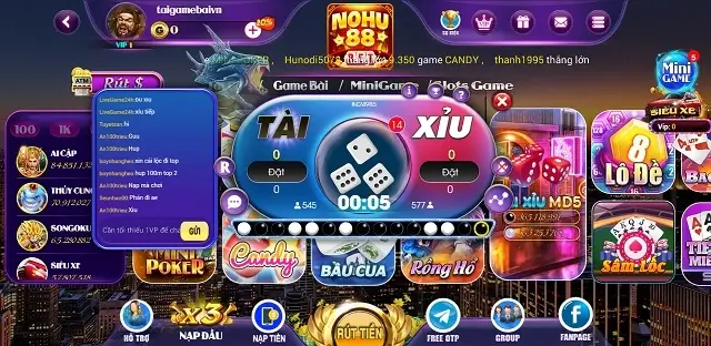 Tài xỉu Nohu88 Bet là game đáng trải nghiệm nhất