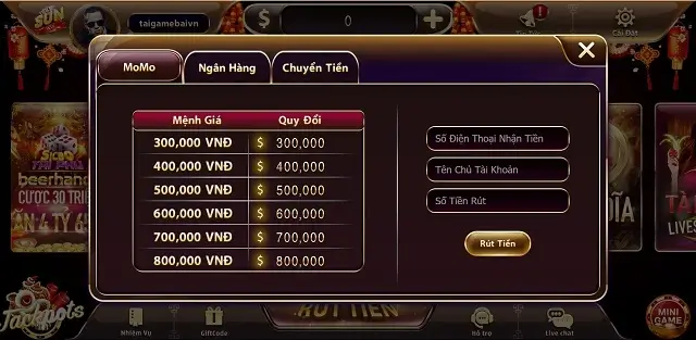 Rút tiền không phế từ Sun9 Bet