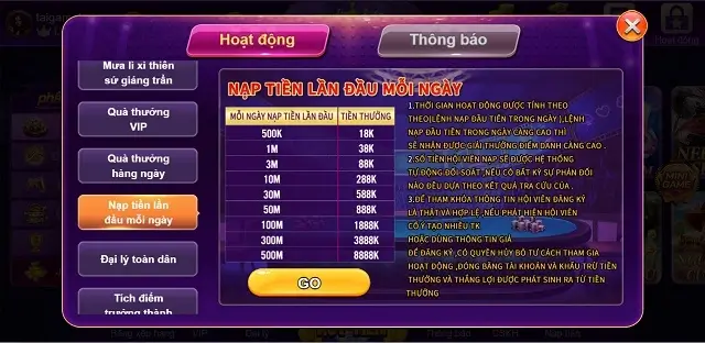 Thưởng nạp thêm tại Vb777 Club