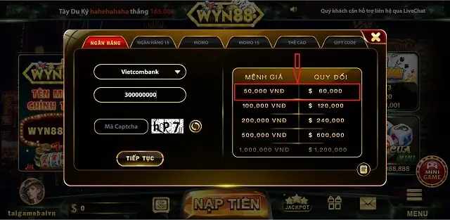 Nạp rút tiền Wyn88 Fun