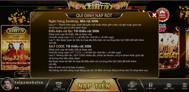 Nạp rút tiền Xubet79 Cc