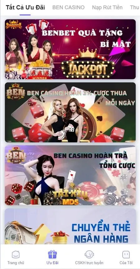 Ưu đãi đặc biệt từ Ben.bet