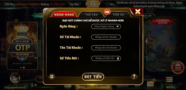 Hit8 Club yêu cầu nạp rút tiền cùng một số tài khoản