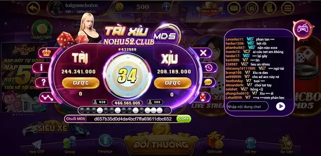 Tài xỉu MD5 uy tín trên Nohu52 Club