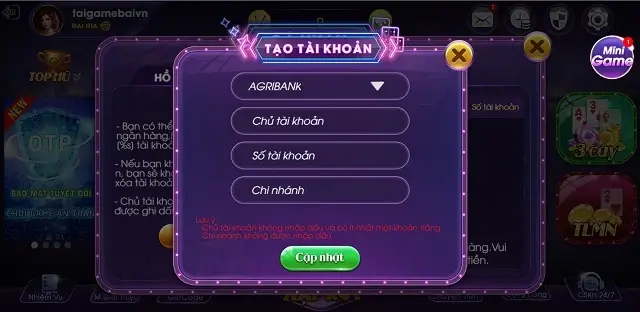 Liên kết tài khoản rút tiền Win4.club