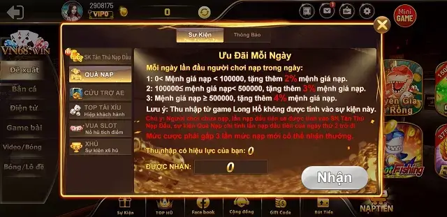 Sự kiện Vn68.Win