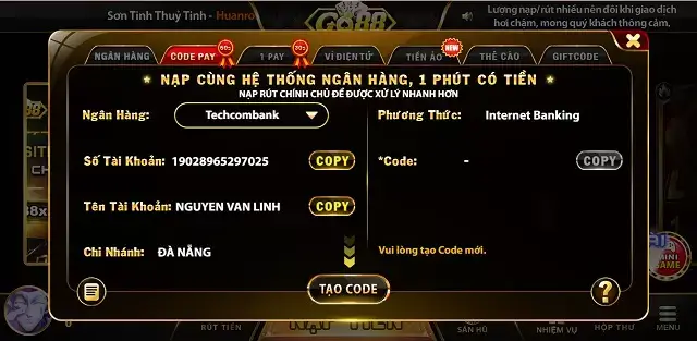 Nạp rút tiền Go88x.Vip