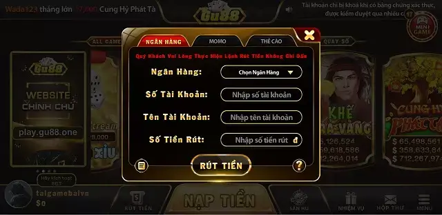 Gu88.One hỗ trợ nạp rút uy tín