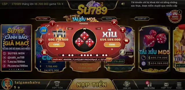 Game tài xỉu MD5 của Su789 Win cho kiểm tra lại kết quả