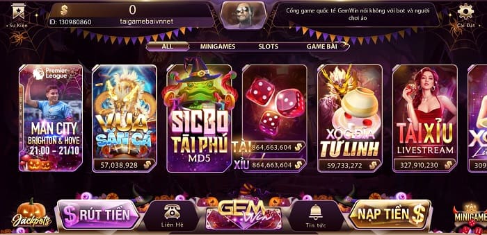 Sảnh game của Gem2 Win